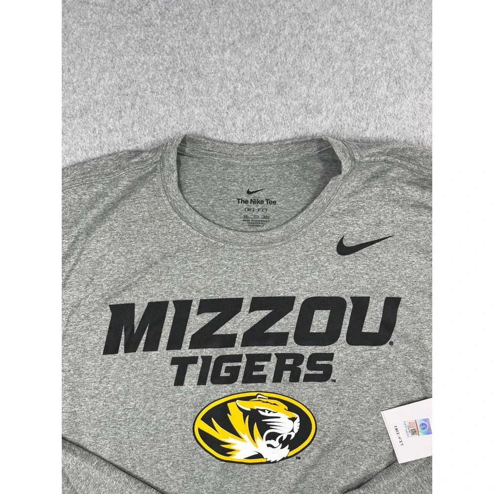 University Of Missouri Tigers Shirt Mens 2XL Gray Mizzou Nike Dri Fit Loose Fit